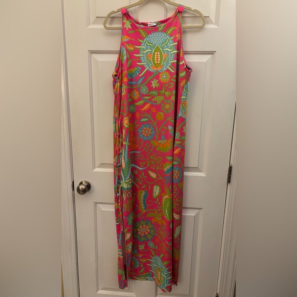 Gretchen Scott Designs Pink and Green Patterned Maxi Dress Size Large New